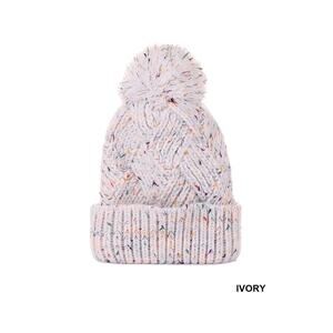SPECKLED POM POM BEANIE IVORY